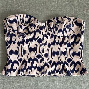 Aila Blue navy blue and white corset top Small